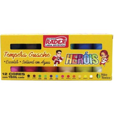 Imagem de Tinta Guache 015Ml 12 Cores Radex Estojo
