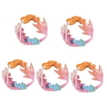 Imagem de AKALNNB 5 peças ornamentos de paisagismo de aquário figuras de fadas decoração de aquário sereia decoração micro paisagem estatueta sereia decoração tartaruga decoração resina rosa P