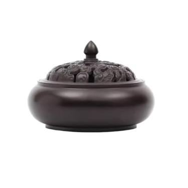 Imagem de FTOQWZXV Queimador de incensário de cascata retrô de metal queimador de incenso doméstico interno queimador de incenso de estudo de placa de sândalo queimador de incenso de cerâmica (A)