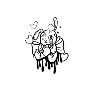 Imagem de Tatuagens temporárias, coelho de brinquedo, tatuagens de coelho, resiliência, aparência de tatuagem real, dura de 1 a 2 semanas, resistente à água,13,5 x 10,5 cm