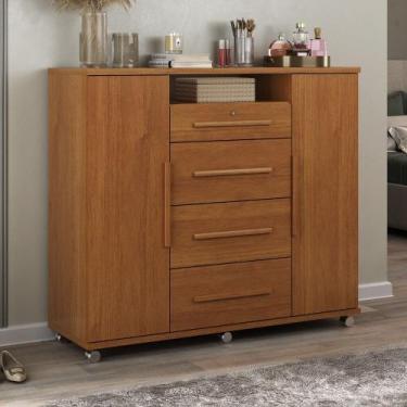 Imagem de Cômoda 4 Gavetas 2 Portas Versátil Zanzini, Cinamomo