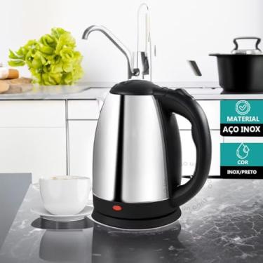 Imagem de Chaleira Elétrica Automática em Aço Inox, 1,8L, 110V/127V, Base Removível, Desligamento Automático