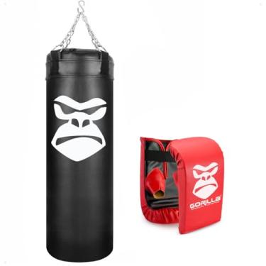 Imagem de Kit Saco de Boxe 100 cm + Luva de Treino Bate Saco Muay Thai Equipamento Luta Defesa Pessoal Gorilla
