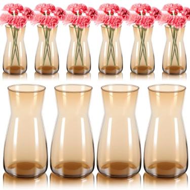 Imagem de Thenshop Vaso de flor de 20 cm de altura, vaso de cristal de boca larga, vasos decorativos boho para centros de mesa, vaso alto a granel para buquês de flores, decoração de casa rústica, presente de