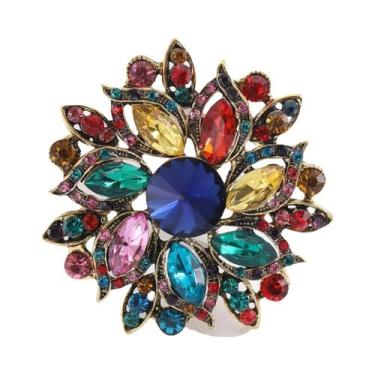 Imagem de Broches Grandes de Flores com Strass - 8 Cores - Acessórios de Festa L
