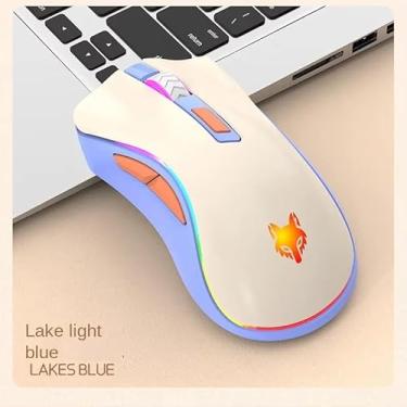 Imagem de Mouse sem Fio, Conectividade Dupla 2.4G e Bluetooth, RGB, Ergonômico, Recarregável, Azul e Cinza (Azul)