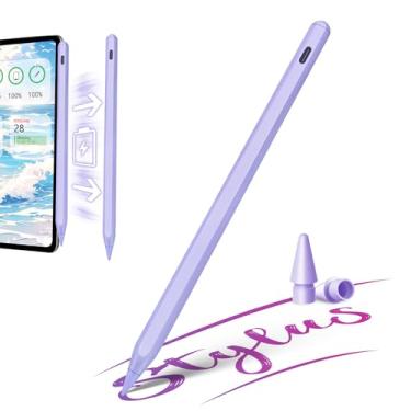 Imagem de QLAYA Pencil Pro para iPad com carregamento magnético sem fio, rejeição de palma, caneta Stylus para Apple iPad 10th/9th/9th, Air 5th, Pro 12.9/11, Mini 6ª geração, roxo