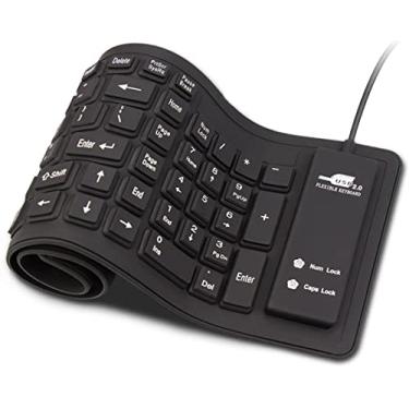 Imagem de Teclado de silicone dobrável Sungwoo com fio USB à prova d'água para notebook PC, All Black