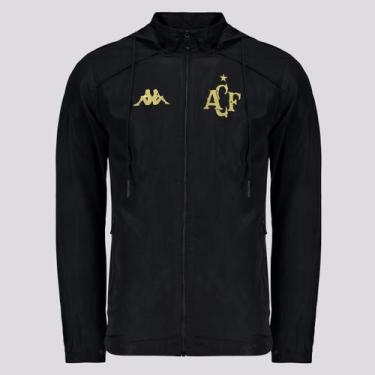 Imagem de Jaqueta Kappa Corta Vento Chapecoense Juvenil Preta e Dourada, 14 ANOS