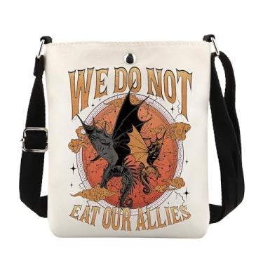 Imagem de POFULL Dragon Rider Gift Romantasy Fantasy Book Lover Gift Bookish Gift We Do Not Eat Our Allies Bolsa tiracolo, We Do Not
