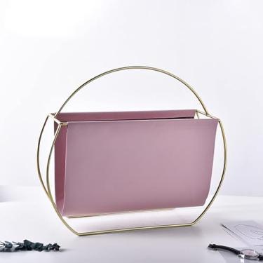 Imagem de Porta-revistas De Couro Organizador De Panfletos, Suporte De Exibição De Jornal De Literatura Portátil Para Casa, Sala De Estar/quarto Rack De Armazenamento De Catálogo, Purple