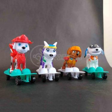 Imagem de Kit 4 Bonecos Brinquedos Patrulha Canina Com Skate 8Cm