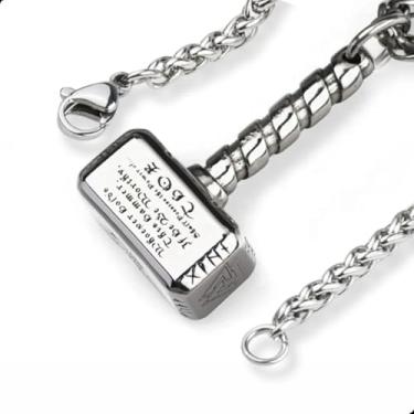 Imagem de Colar Masculino Martelo de Thor em Aço Inoxidável – Pingente Mjolnir, Poder Deuses Nórdicos – Cordão Celta Prata Acessório Para Homens, Presente Viking Com Espirito Guerreiro, Amuleto de Coragem