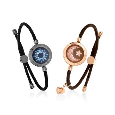 Imagem de TOTWOO Pulseiras de toque de longa distância para casais, pulseiras vibratórias e iluminadas para casais | Presentes de relacionamento de longa distância para namorada, joias de emparelhamento