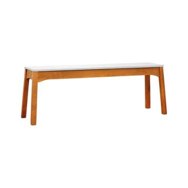 Imagem de Banco 2 Lugares Áustria Madeira Maciça Assento MDF Laqueado Amêndoa/Branco