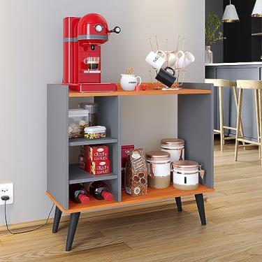 Imagem de Aparador Buffet Maria com Nichos Armarinho Retro Sala, Sala de Estar, Cozinha - Loja Inova BR (Cinza/Cinam.)