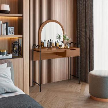 Imagem de Penteadeira Oasis em Aço Espelho Compacto p/ Quartos Camarim - Art Pan