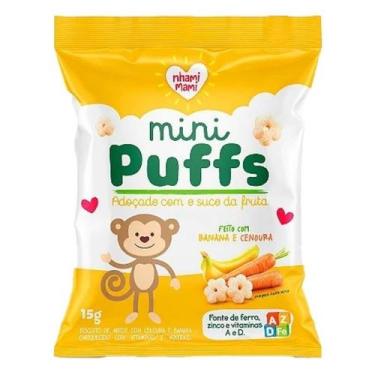 Imagem de Biscoito de Arroz Mini Puffs Banana e Cenoura Zero Glúten, Integral Nh