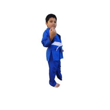 Imagem de kimono Infantil Reforçado Jiu-Jitsu  + Faixa branca com ponta preta.  