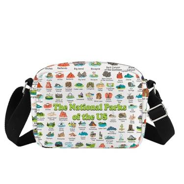 Imagem de MNIGIU Bolsa tiracolo casual, poliéster, 2 compartimentos, bege, alça de ombro ajustável, Of the Us