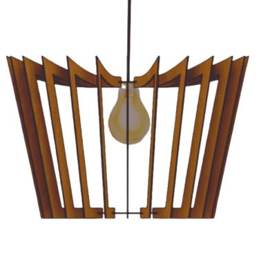 Imagem de Luminária Teto Tipo Pendente Coroa Mdf Completa - MDF Marrom