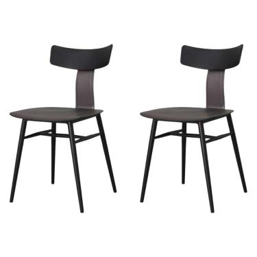 Imagem de Kit 2 Cadeiras Analu Rivatti 42 Cm (largura) Assento E Encosto Pp Preto Detalhe Em Pu Cinza Base Aço