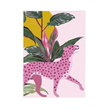 Imagem de Pantera Rosa Zebra Plantas Tropicais Abacaxi Abstrato Arte De Parede E