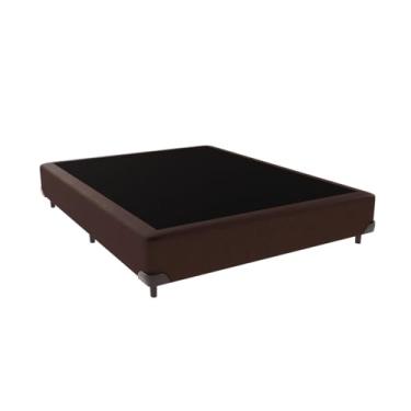 Imagem de Cama Box Base Casal Couro Sintético Marrom Blindado. RC 188x138