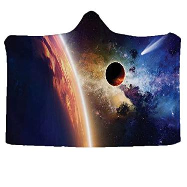 Imagem de Cobertor infantil com capuz do espaço sideral, cometa se aproxima de realidades científicas vibrantes do planeta no cenário mundial do sistema solar, usado para sofá, escola, viagem em família,