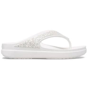 Imagem de Crocs Sloane chinelos de cunha enfeitados | Sandálias femininas, Glitter branco, 34