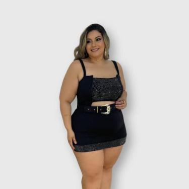 Imagem de Macaquinho Plus Size Short Saia Strass Moda Plus Size 0654 - Bellucy M