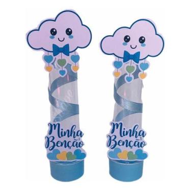 Imagem de Kit 10 Tubetes Com Fita De Cetim Chuva De Benção Menino Azul - Shape F