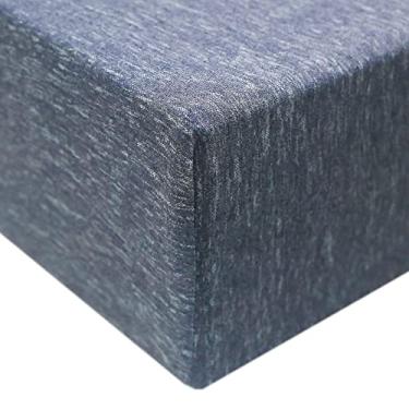 Imagem de Lençol de Berço de Malha Ajustado Premium/Lençol Infantil Jeans da Copper Pearl