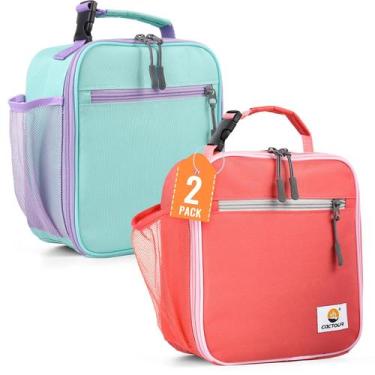 Imagem de Lancheira CactOur Kids Isolated Bag, 2 pacotes, verde claro e rosa