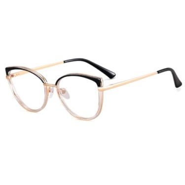 Imagem de Óculos de grau gatinho feminino com dobradiça de mola e bloqueio de luz azul (3)