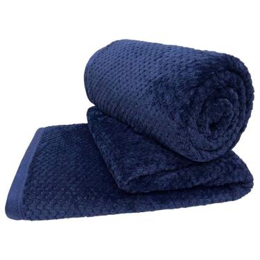 Imagem de Cobertor Manta Willow Casal Queen 2,40m X 2,20m Alto Relevo Macio - Azul Marinho