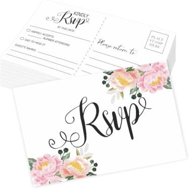 Imagem de mudrit Cartões RSVP Pacote com 50 cartões postais em branco para ensaio de casamento, jantar, chá de bebê, chá de panela, aniversário, noivado, despedida de solteira, convites