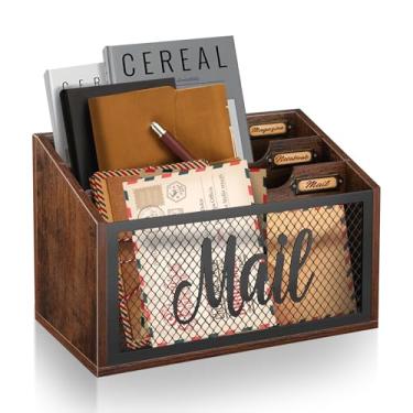 Imagem de Bancada organizadora de correspondência, organizador de correspondência, cesta de correio montada na parede, organizadores de mesa de escritório e acessórios para pasta de papel de arquivo