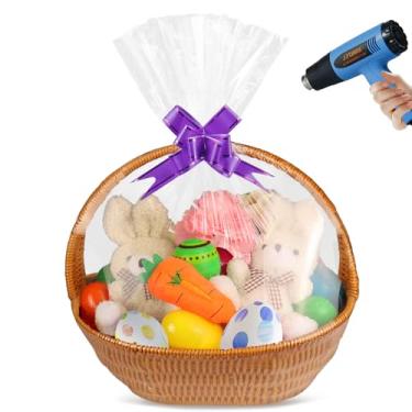 Imagem de Yeumk Pacote com 20 sacos retráteis para cestas de presente sacos de PVC de celofane transparente (51 x 56 cm - 20 peças)