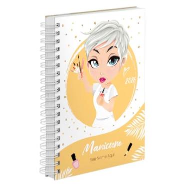 Imagem de Agenda Comercial 2026 Personalizada Capa Dura Manicure Platinada Cores (Amarela)