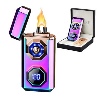 Imagem de SKRFIRE Isqueiro elétrico recarregável de plasma de arco USB C de alta potência chama legal à prova de vento eletrônico com lanterna LED para vela, fogos de artifício, incenso (multi)