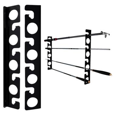 Imagem de LLCJYYCY Suporte de vara de pesca para parede, teto ou garagem – Suporte horizontal para vara de pesca comporta 5/10 varas e combos com redes – Organizador de vara de economia de espaço com suportes