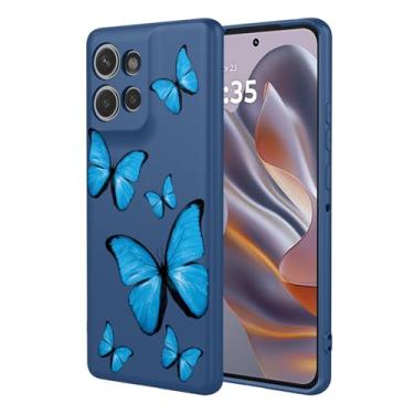 Imagem de KOARWVC Capa de celular para Moto Edge 50 Neo, capa Motorola Edge 50 Neo com design de padrão de borboleta, fina, protetora, macia, amortecedora, para Motorola Edge 50 Neo Blue Butterfly