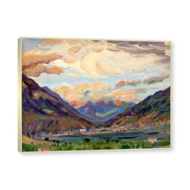 Imagem de NHLDZYH Moldura dourada champanhe. Impressões de artistas famosos, (sem título 10) por Gabriele Münter, pôster de reprodução de impressões em tela de paisagem para decoração de casa 50 x 65 cm - 19,7