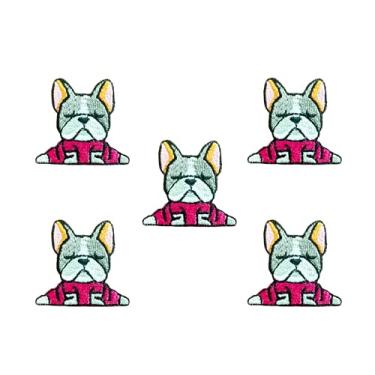 Imagem de Bru_289 Conjunto de 5 peças Mini Bulldog Francês Filhote de Cachorro Remendos Bonito Logotipo de Desenho Animado 9 Patches Costurar Ferro em Aplique Bordado Emblema Sinal Remendo Roupas DIY Fantasia