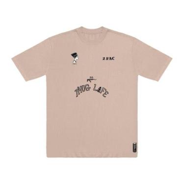 Imagem de Camiseta Streetwear Oversized Moda Urbana Casual Tattoo - WANTED, Bege