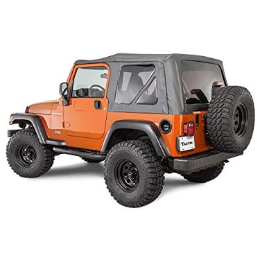 Imagem de TACTIK Parte superior macia de substituição apenas de tecido - Serve para Jeep Wrangler TJ 1997-2006 - Cobertura de tecido de ajuste personalizado com janela lateral e traseira removível Jeep TJ Soft