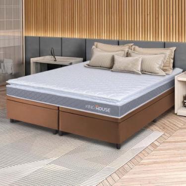 Imagem de Conjunto Box Baú Marrom Durban Cinza Espuma D28 Queen 158x198x64 - King House
