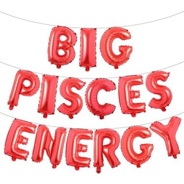 Imagem de Faixa multicolorida de balões de energia de Peixes, decorações de festa de aniversário, aniversário de peixes, letras de 41 cm, aniversário de 21 anos, aniversário de 30 anos, (ENERGIA DE PEIXES