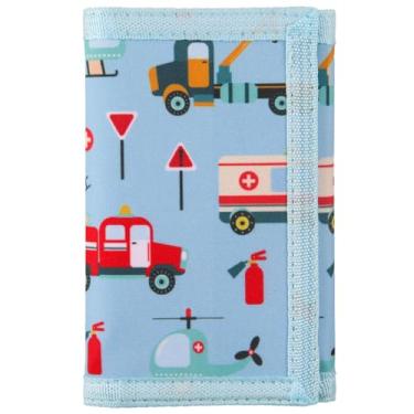 Imagem de Lamumu Carteiras infantis para meninos e meninas, de crianças a adolescentes com adesivo mágico, carteira de nylon/lona RFID com bolso para moedas, Caminhão de bombeiros, Clássico